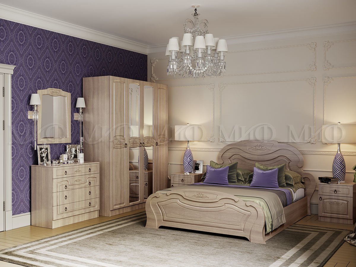Фото Модульная спальня Александрина цвет Ясень шимо тёмный